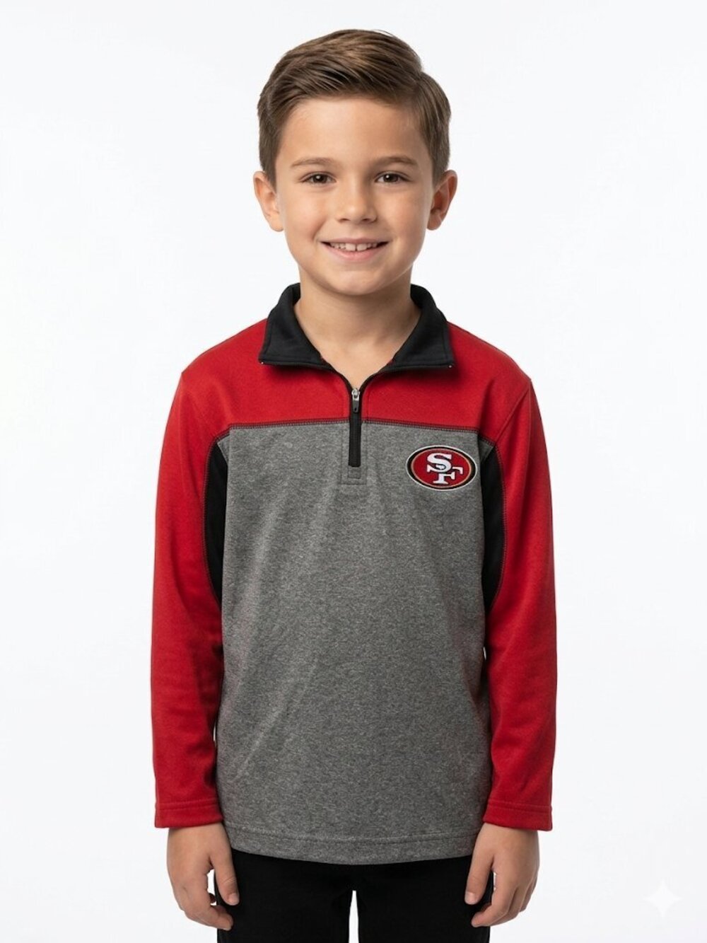 San Francisco 49ers Boy's Boys Quarter Zip Performance Pullover Size 8 NWT